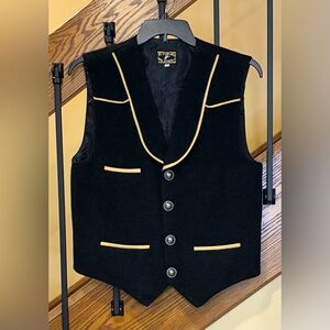 Wyoming Traders Mens Black Marshall Wool Button Up Vest SZ. Small